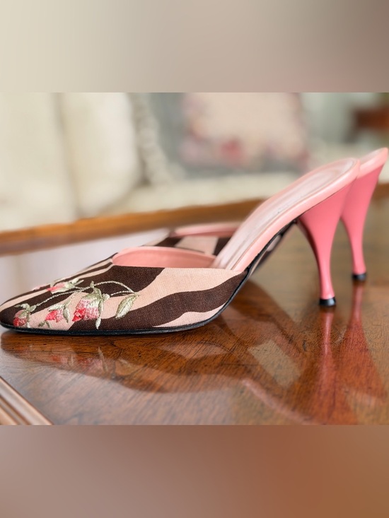 Bluemarine Shoes - Embroidered Bluemarine Zebra Mules - 35 1/2